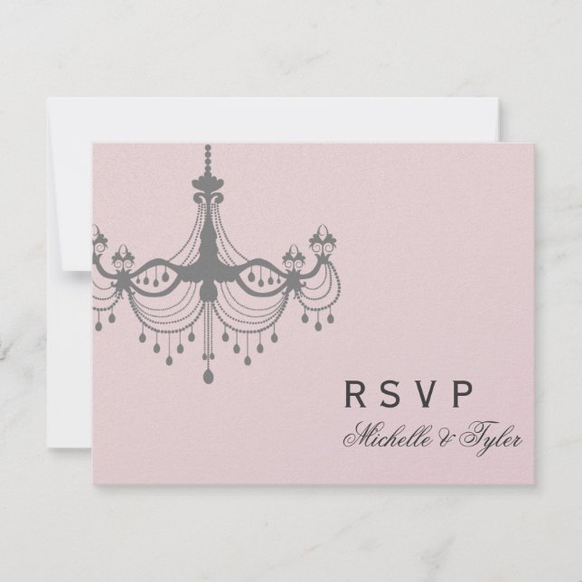 Carte RSVP Silver & Blush Chandelier (Devant)