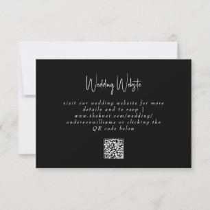 Carte RSVP simple B/W Mariage QR Code Site Web