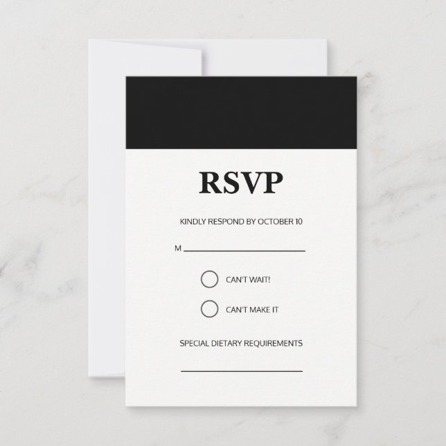 Carte RSVP simple bande noire (Devant)