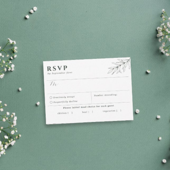 Carte RSVP simple Botanique Vert foncé (Créateur téléchargé)