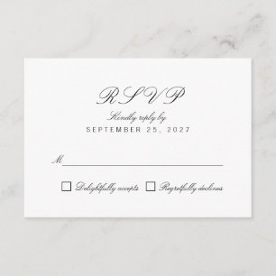 Carte RSVP Simple Clean Chic Elegant White Respons