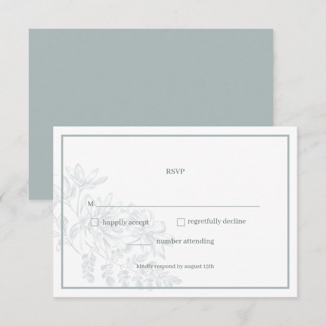 Carte RSVP simple de mariage vert doux (Devant / Derrière)