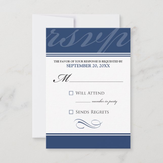 Carte RSVP Simple Designer (bleu marine) (Devant)