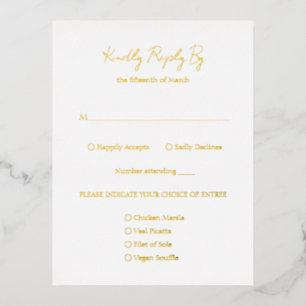 Carte RSVP simple Elegant Classic Gold Foil Mariag