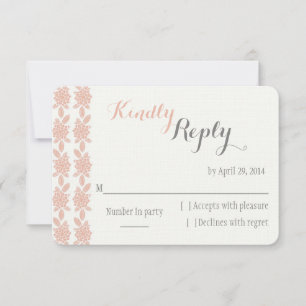 Carte RSVP simple Elegant Coral Wedding