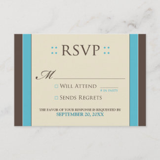 Carte RSVP simple et élégante (aqua/chocolat)
