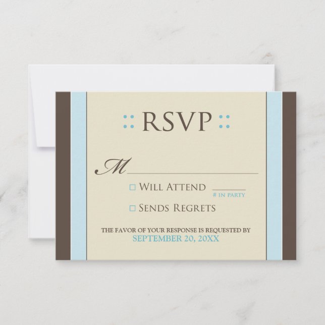 Carte RSVP simple et élégante (bleu bébé/chocolat) (Devant)