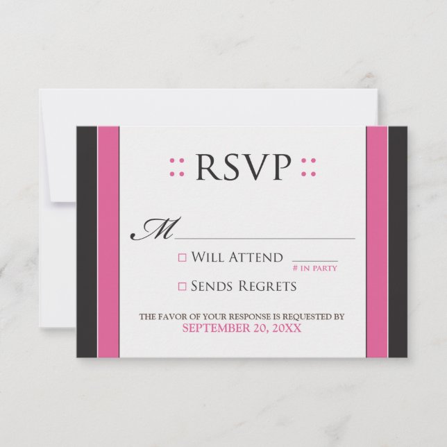 Carte RSVP simple et élégante (fuchsia/noire) (Devant)