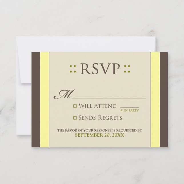 Carte RSVP simple et élégante (jaune/chocolat) (Devant)