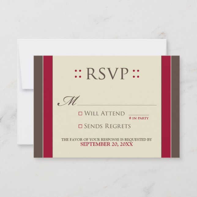 Carte RSVP simple et élégante (rouge/chocolat) (Devant)