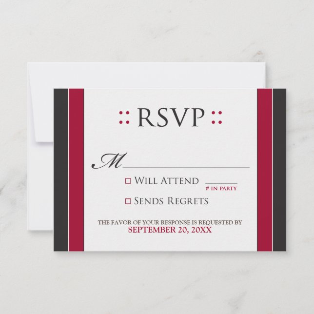 Carte RSVP simple et élégante (rouge/noir) (Devant)