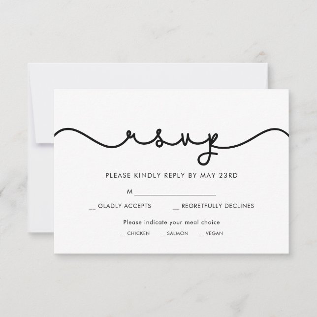 Carte RSVP simple et mignonne avec choix de repas (Devant)
