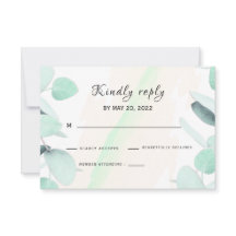 Carte RSVP simple et moderne Eucalyptus Green