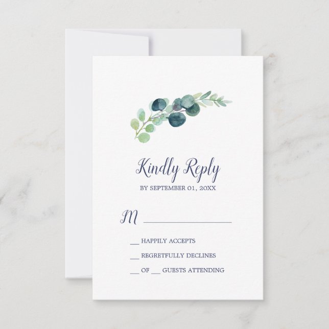 Carte RSVP simple Eucalyptus & verdure luxuriante (Devant)