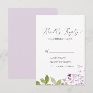 Carte RSVP simple Lilac Rustique