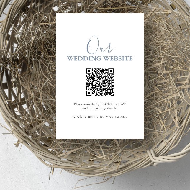 Carte RSVP simple Mariage avec code QR (Wedding invitation insert website QR code design by Victoria Grigaliunas of Do Tell A Belle)
