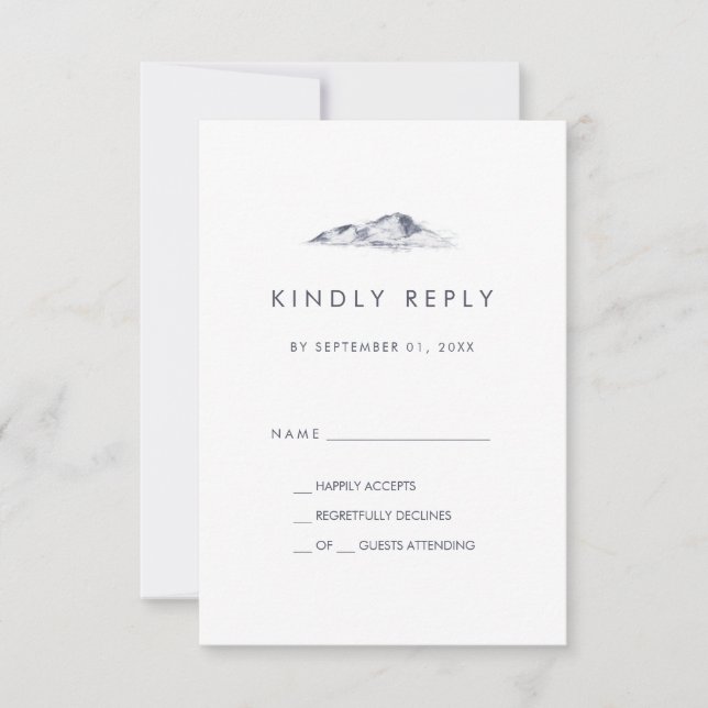 Carte RSVP simple mariage en montagne (Devant)