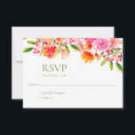 Carte RSVP simple mariage rose orange vert floral<br><div class="desc">Carte RSVP simple de mariage rose,  vert et orange moderne</div>