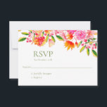 Carte RSVP simple mariage rose orange vert floral<br><div class="desc">Carte RSVP simple de mariage rose,  vert et orange moderne</div>