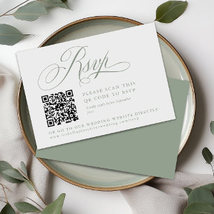 Carte RSVP simple minimaliste moderne Sage Vert bl