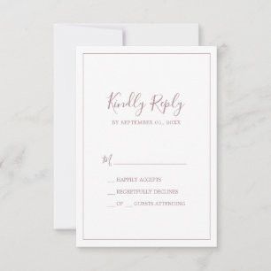 Carte RSVP simple minimaliste Rose Gold
