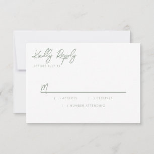 Carte RSVP simple moderne Sage Green Calligraphie