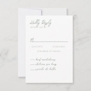 Carte RSVP simple moderne Sage Green Calligraphie