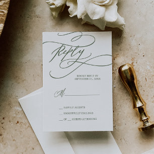Carte RSVP simple SOPHIA Woodland Olive Green