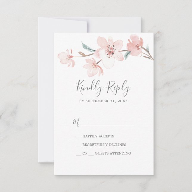 Carte RSVP simple Spring Cherry Blossom (Devant)