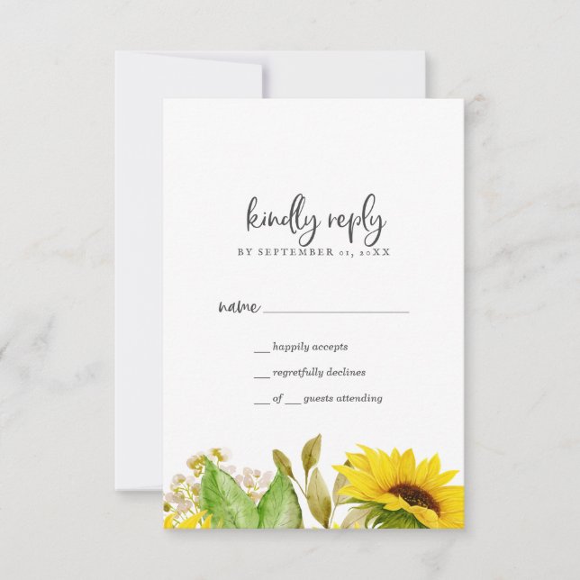 Carte RSVP simple Sunflower Country (Devant)