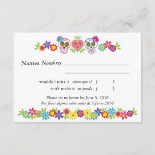 Carte RSVP Skuls et Fleurs de sucre