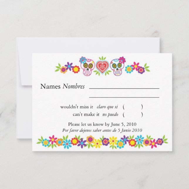 Carte RSVP Skuls et Fleurs de sucre (Devant)
