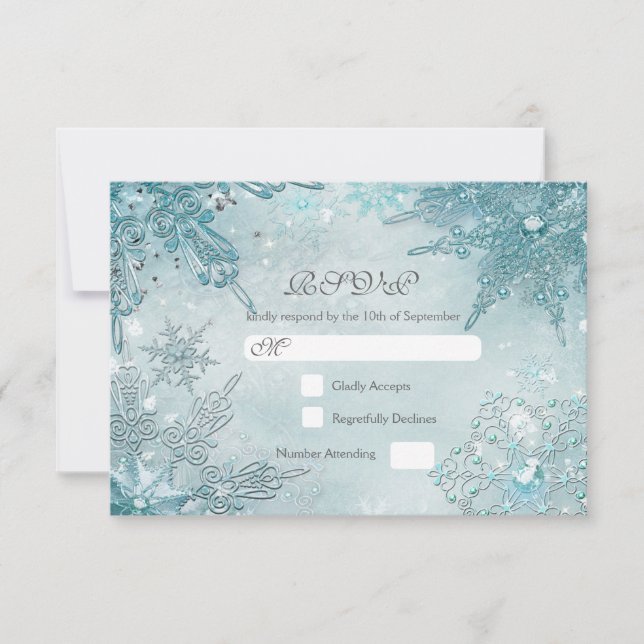 Carte RSVP Snowflake Magic Winter Wonderland (Devant)