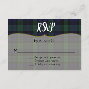 Carte RSVP Soignée Noir Stylish Tartan Watch Maria