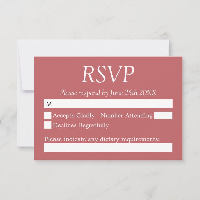 Carte RSVP Soignée Rose rose de mariage élégant (Devant)