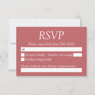 Carte RSVP Soignée Rose rose de mariage élégant