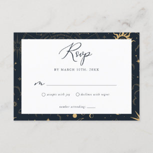 Carte RSVP Soleil céleste et étoiles Lune