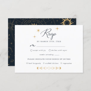 Carte RSVP Soleil céleste et étoiles Lune