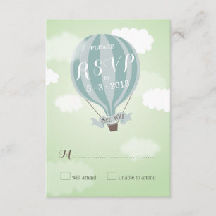 Carte RSVP Stylée Hot Air Blue Balloon