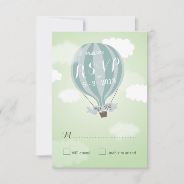 Carte RSVP Stylée Hot Air Blue Balloon (Devant)