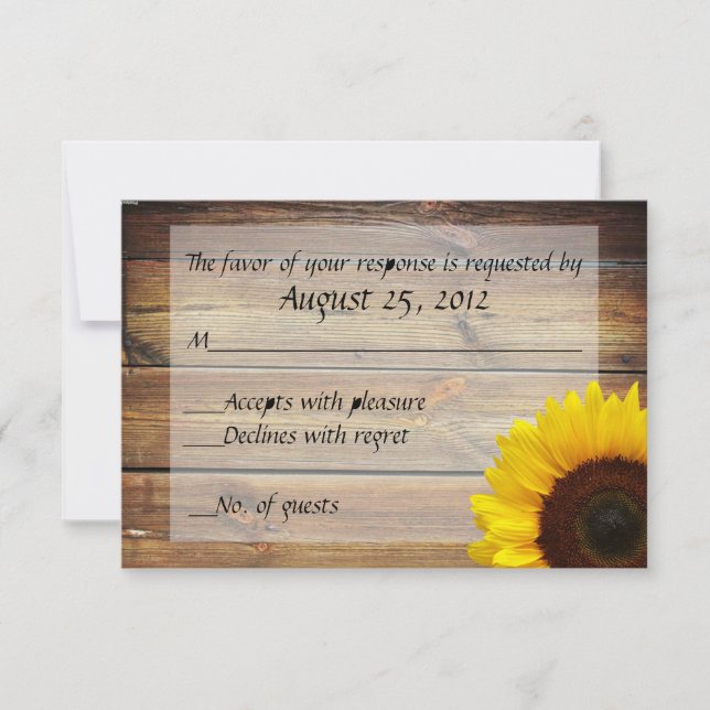 Carte RSVP Sunflower Country (Devant)