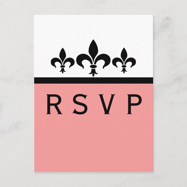 Carte RSVP Swanky Fleur De Lis, Rose (Devant)