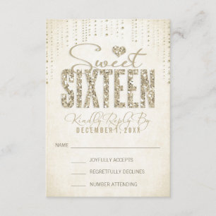 Carte RSVP Sweet sixteen de recherche Parties scin