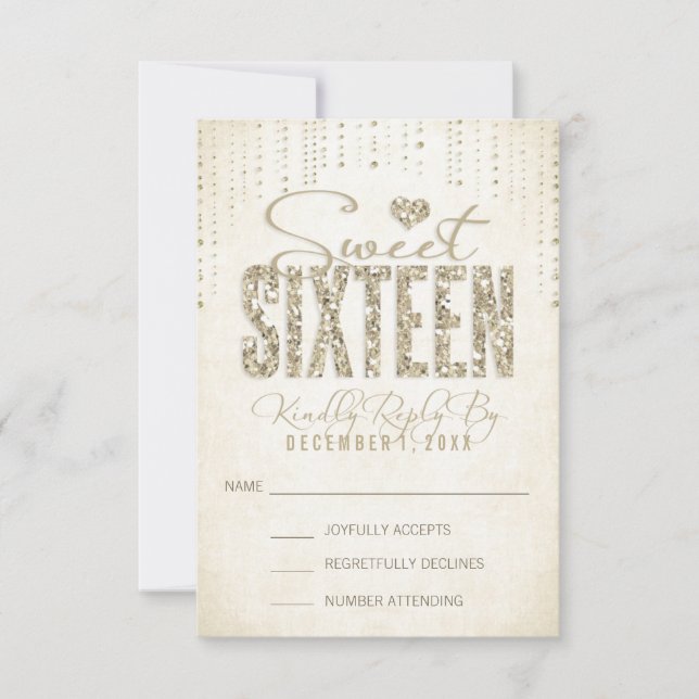 Carte RSVP Sweet sixteen de recherche Parties scin (Devant)