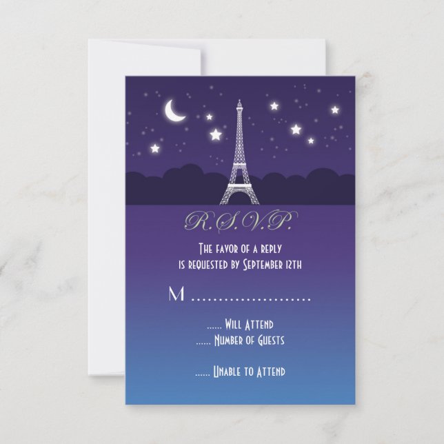 Carte RSVP Sweet sixteen Tour Eiffel (Devant)