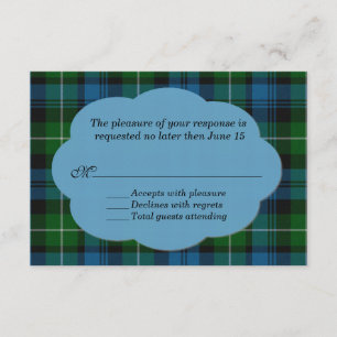 Carte RSVP Tartan Plaid Sky Blue & Green Lamont