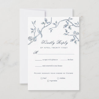 Carte RSVP Toile bleu et blanc