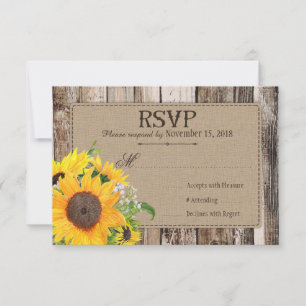 Carte RSVP Tournesol Rustique