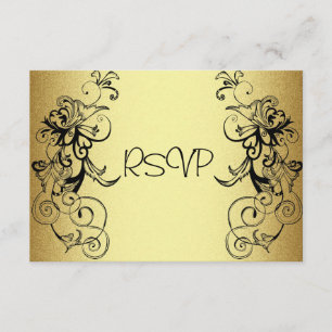 Carte RSVP Tous les événements Elégant Or Black Fl