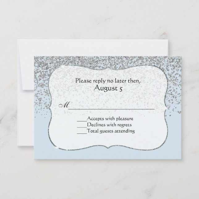Carte RSVP tout usage Ice Blue and Silver (Devant)
